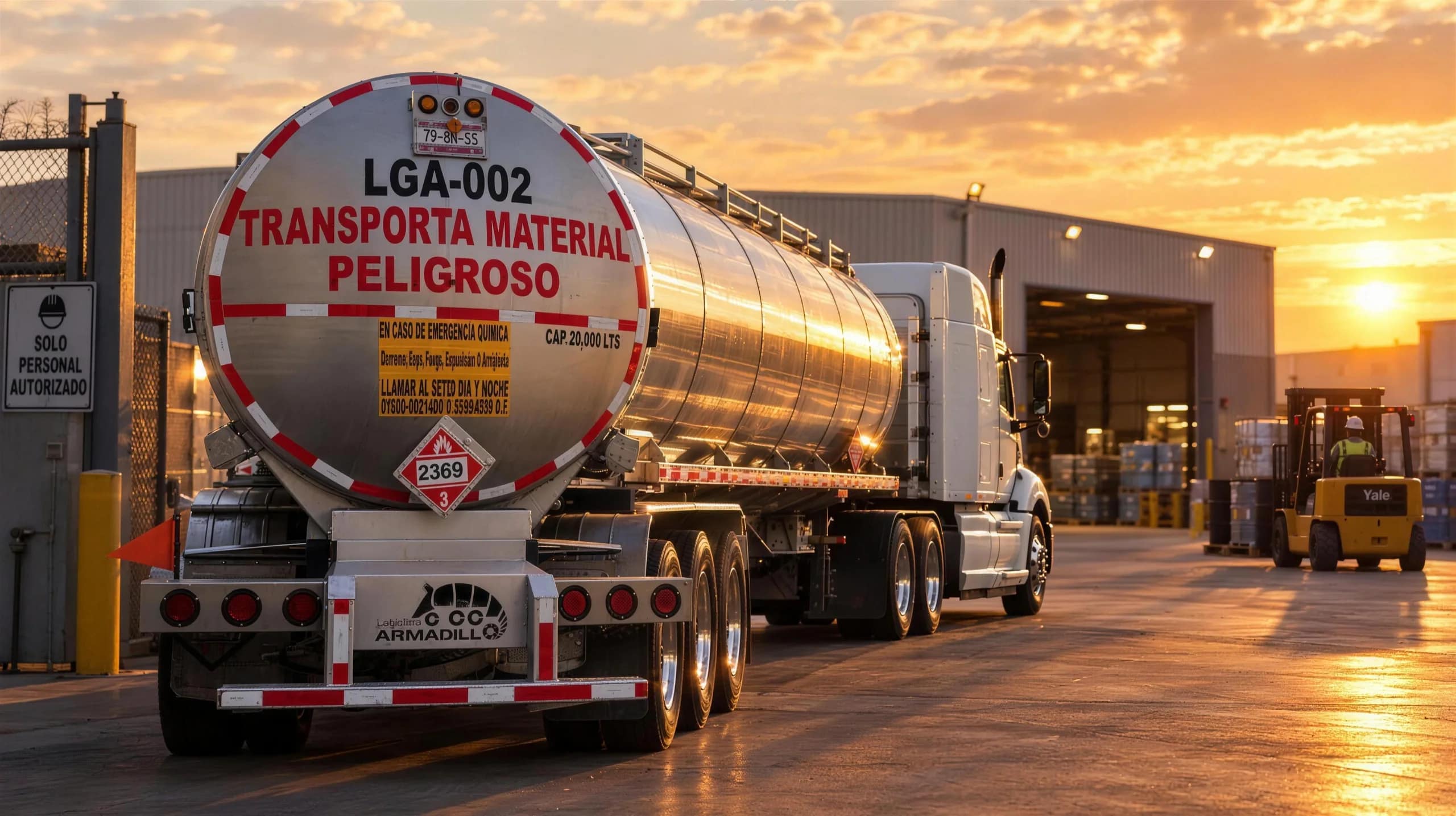 Pipa LGA-002 llegando al patio de un cliente al atardecer